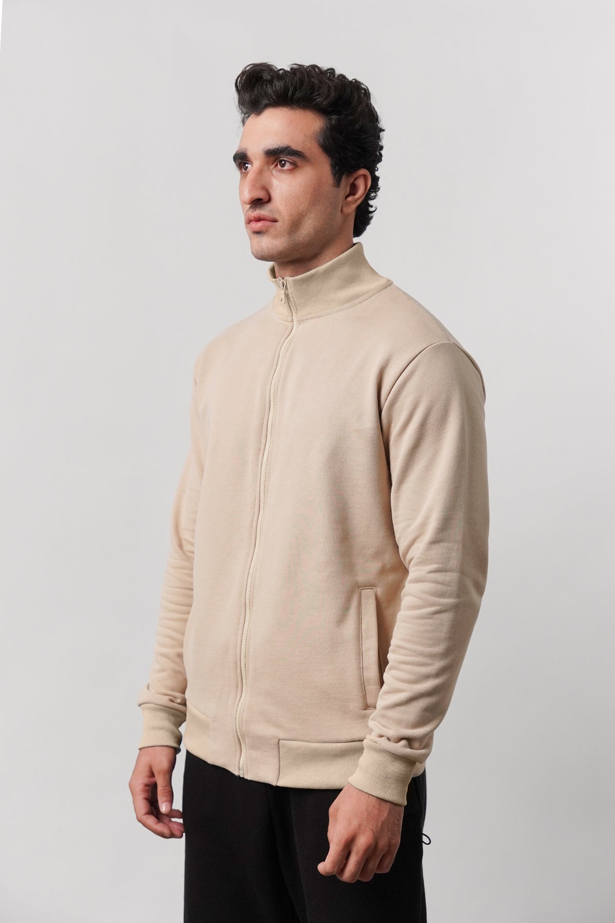 Stand-Up Collar Jacket - Beige