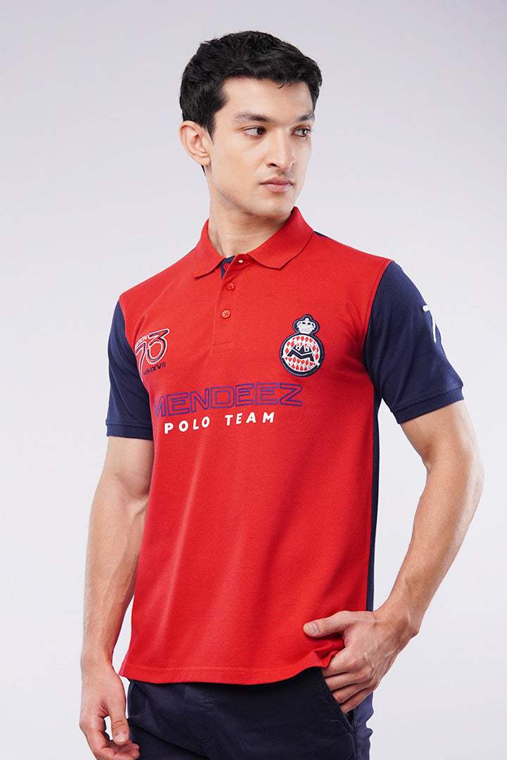 Sports Polo Shirt - Red & Blue - FA
