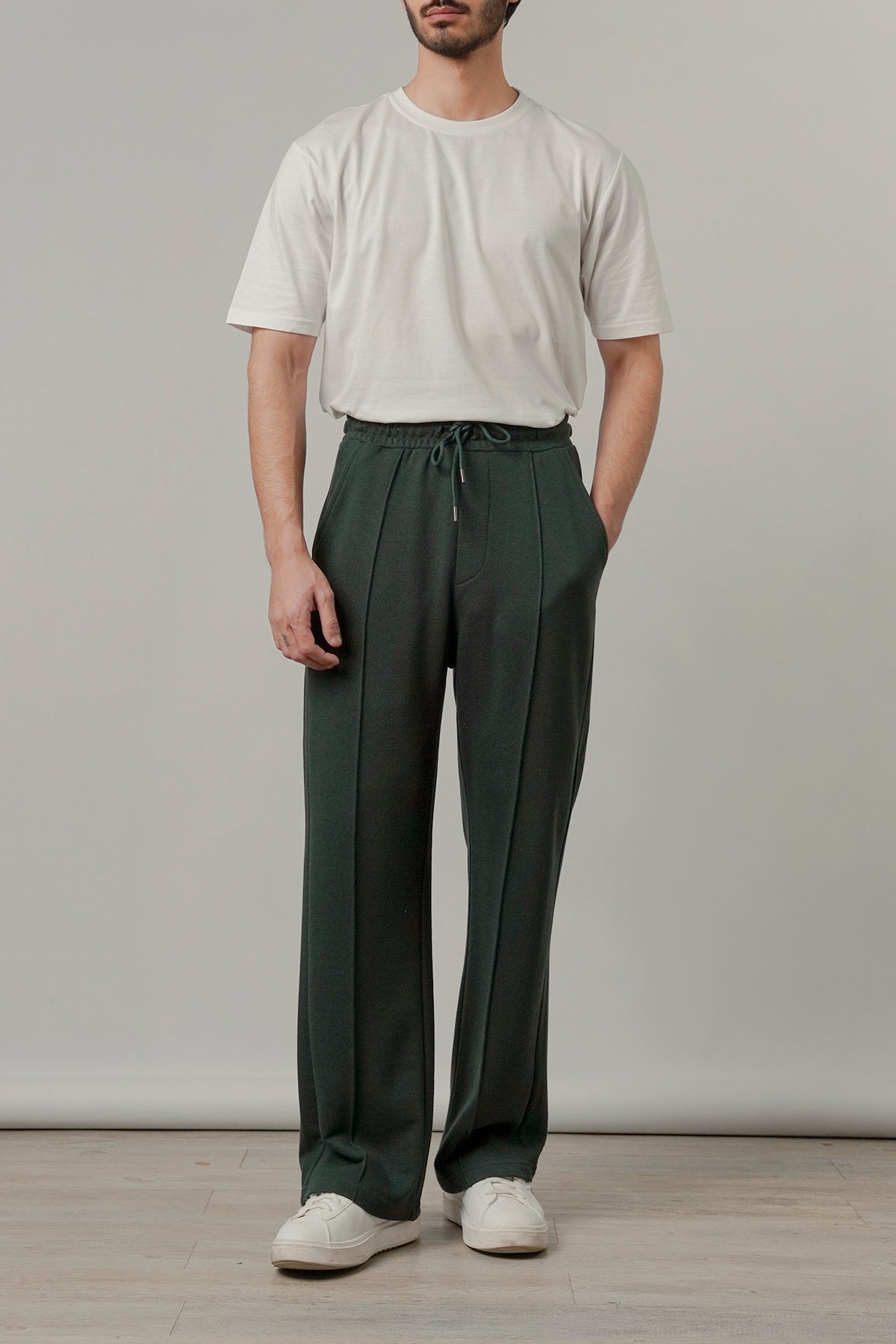 Pintex Jogger Pants - Bottle Green