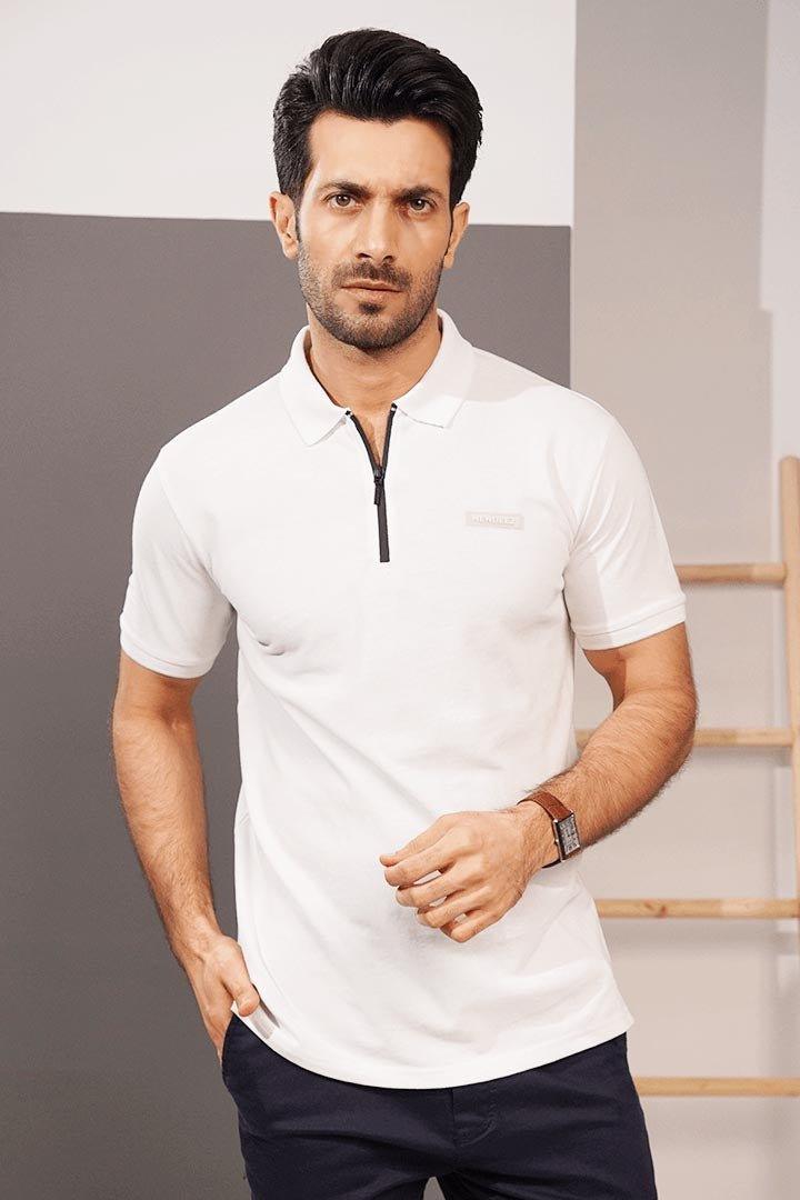 Zipper Polo Shirt - White - FA