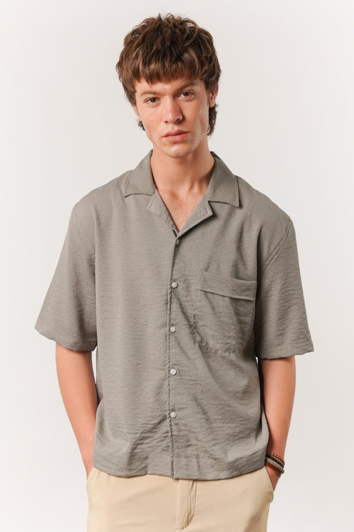 Box Fit Cuban Shirt - Sage Green