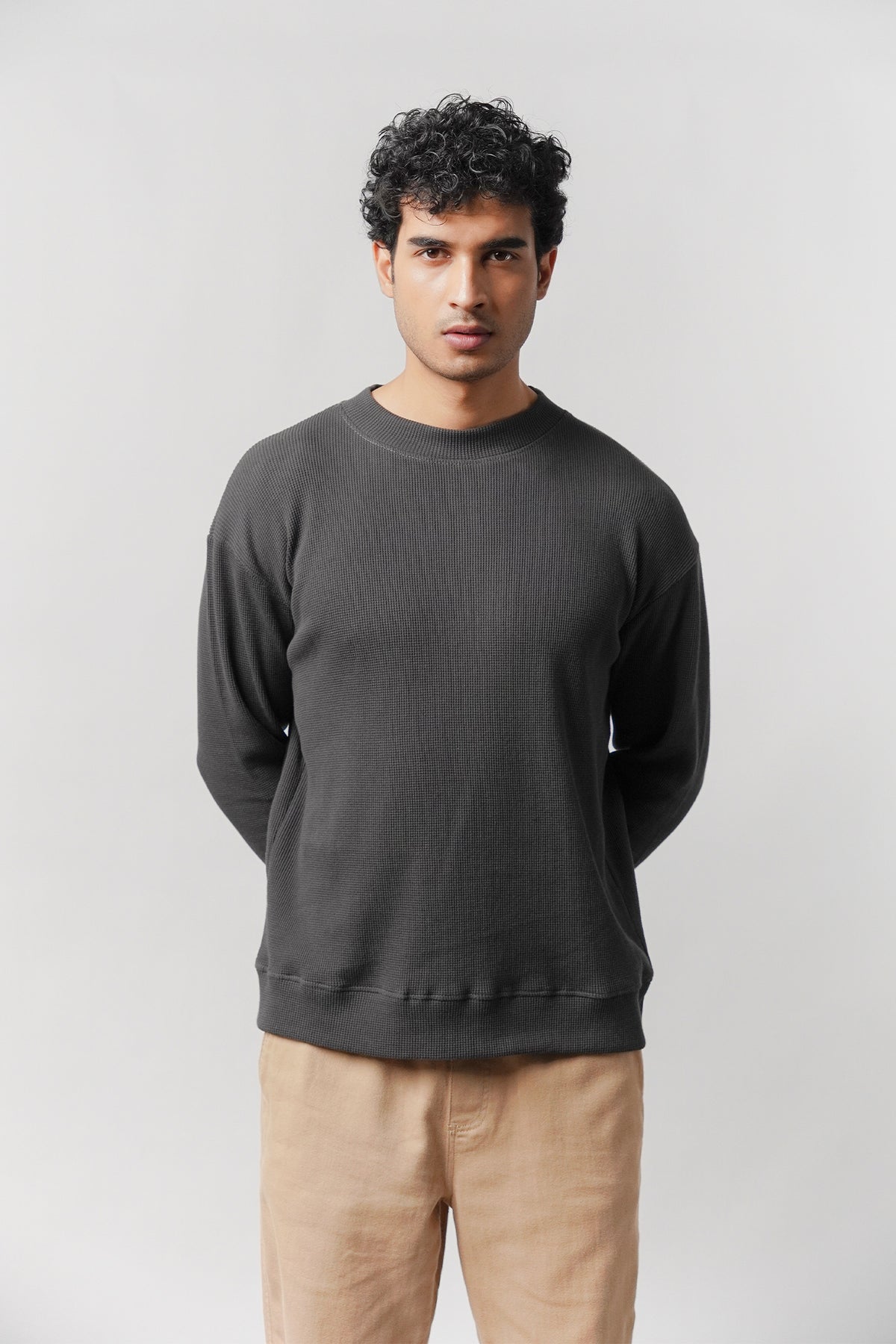 Mock Neck Sweatshirt - Dark Grey