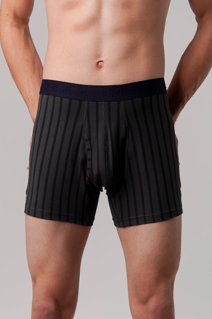 Striped Ball Pouch Boxer - Black