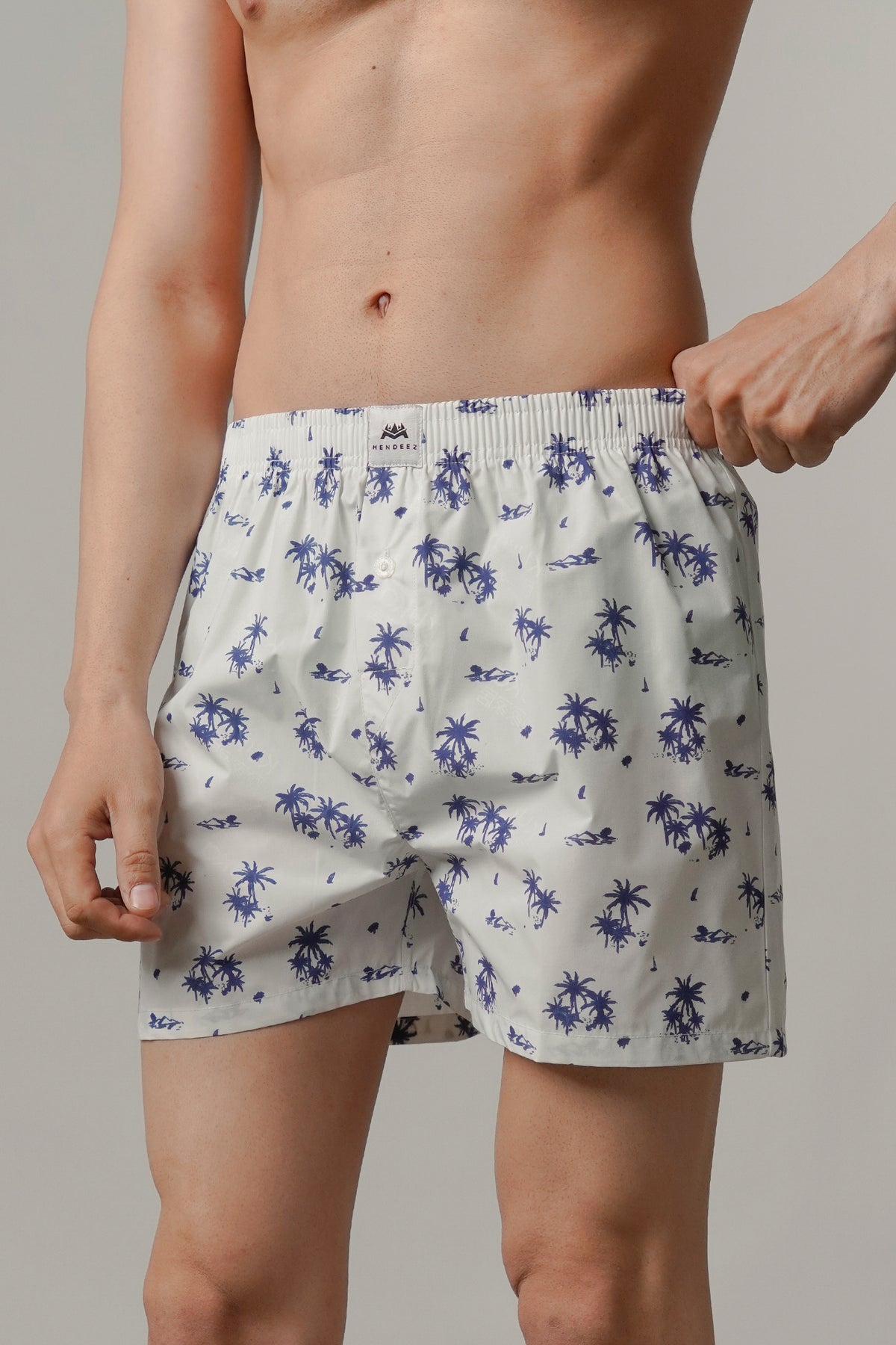 Printed Woven Boxer Shorts - White