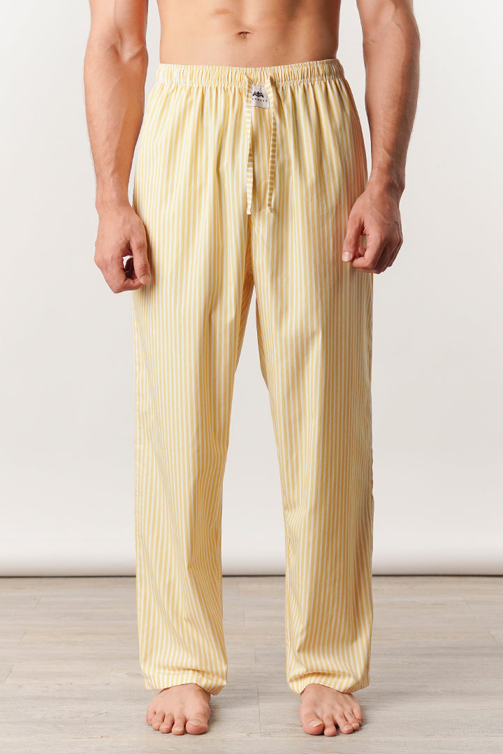 Striped Woven Pajamas - Yellow & White