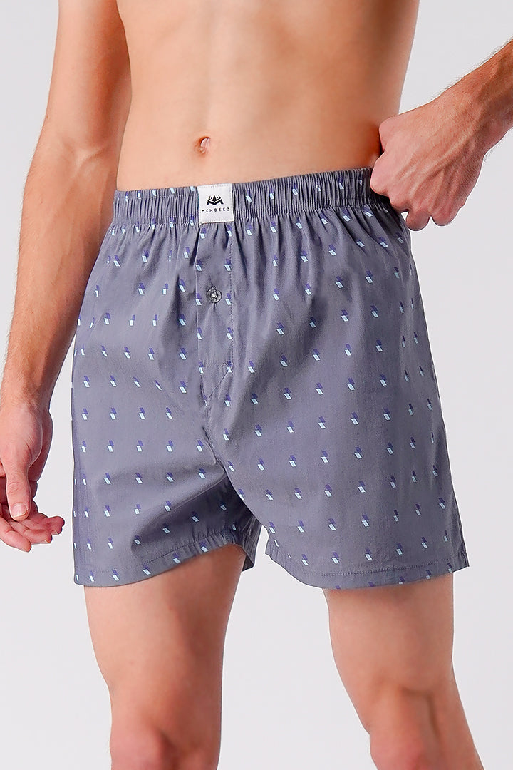 Printed Woven Boxer Shorts - Dark Grey