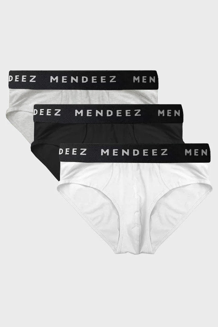 Briefs - Black, Light Grey & White Pack Of 3