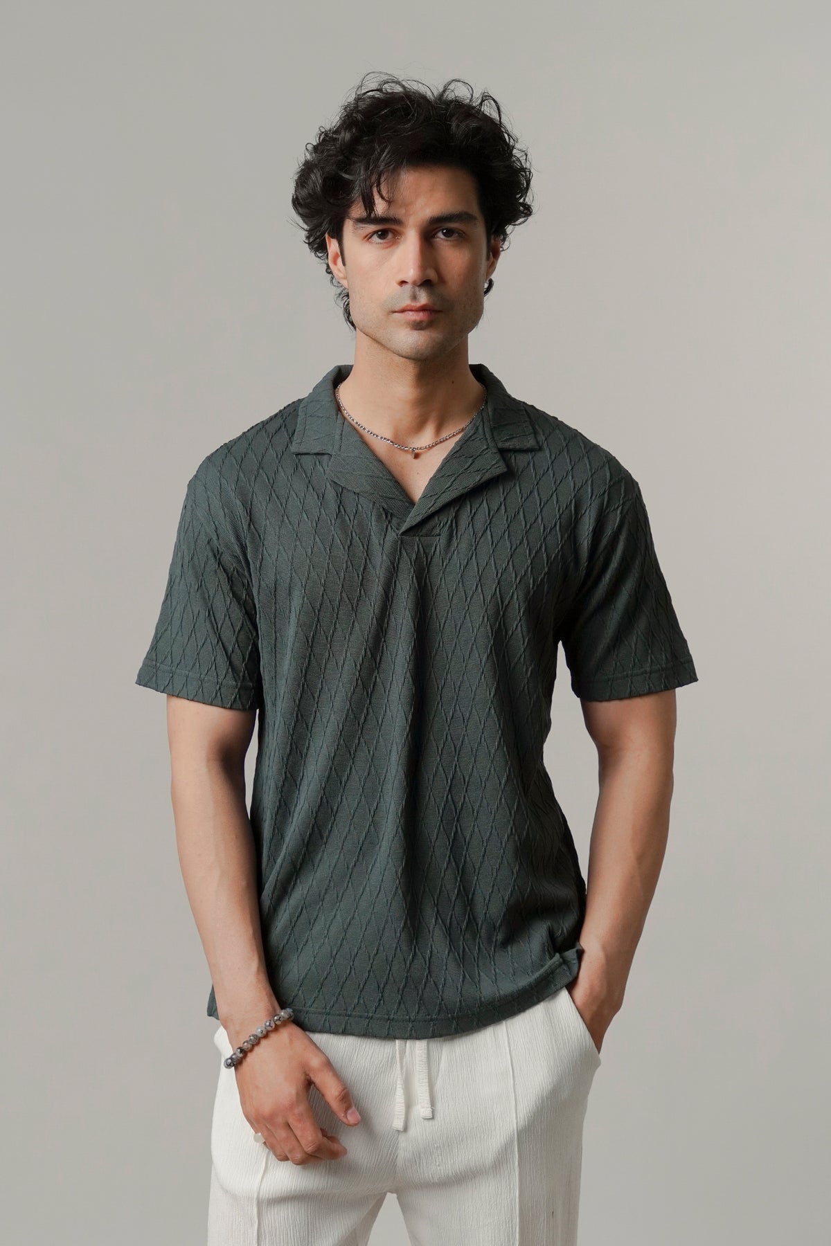 Cuban Collar Polo - Sea Green