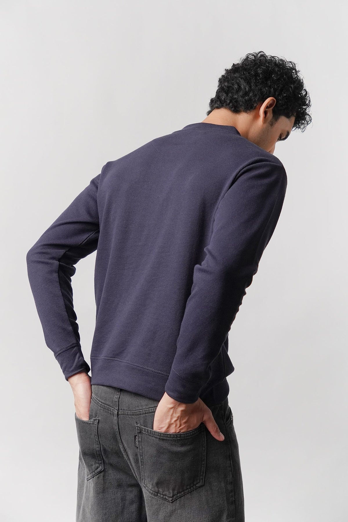Mock Neck Sweatshirt - Navy Blue - FA