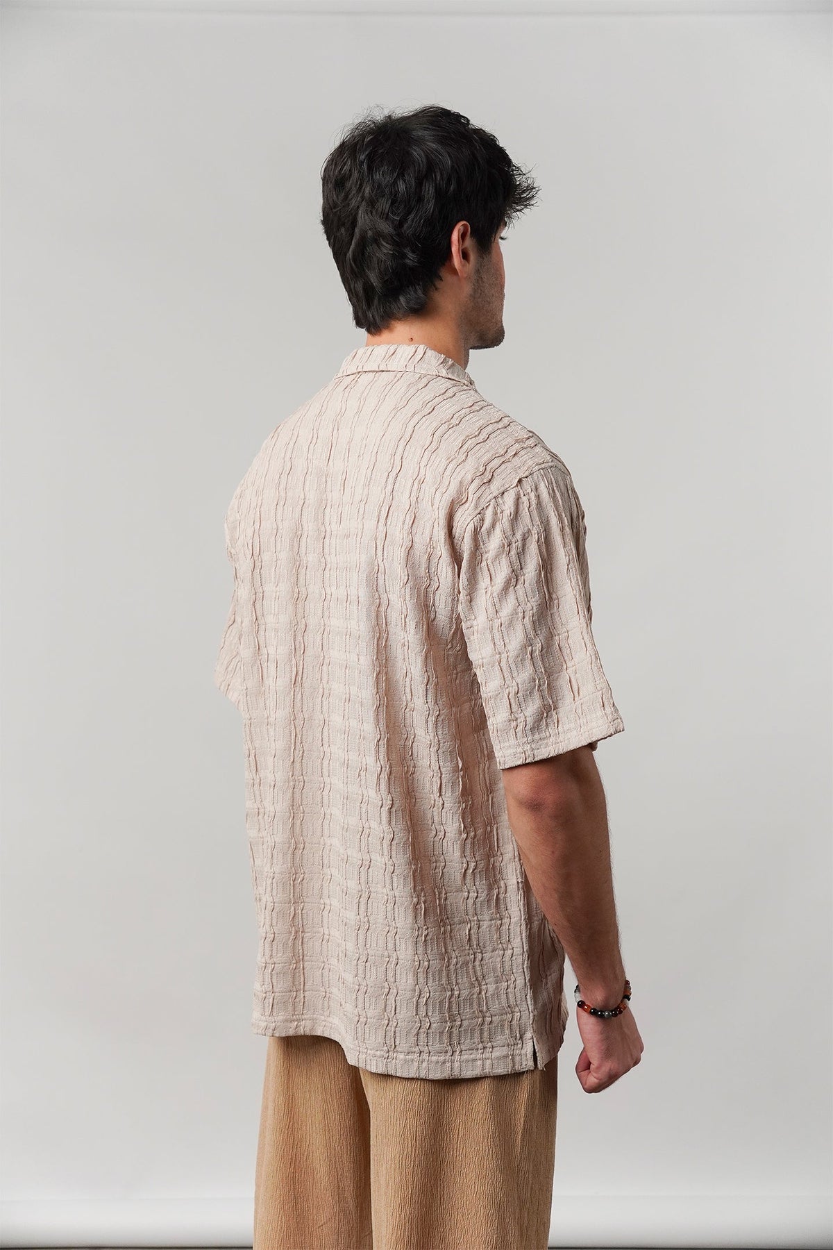 Knitted Cuban Shirt - Beige - FA