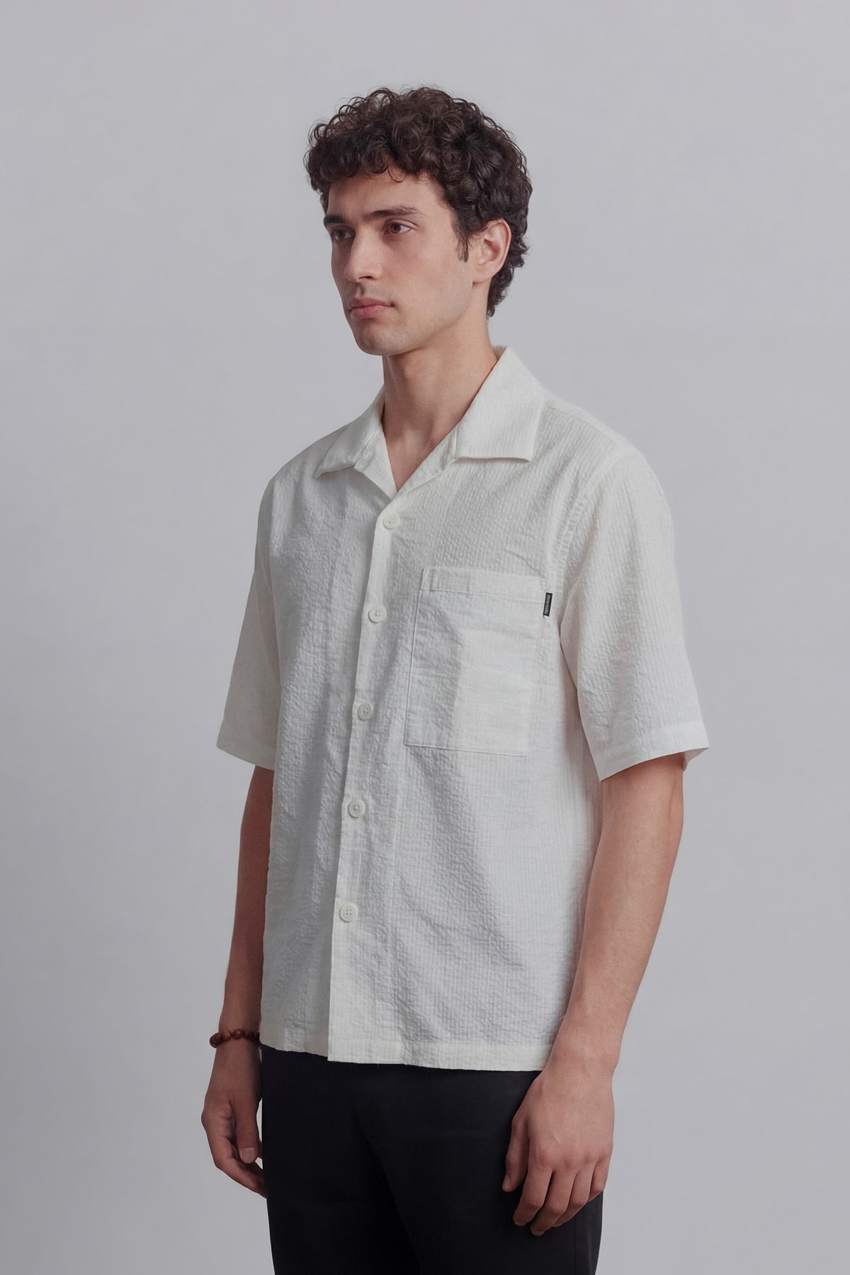 Seersucker Half Sleeves Shirt - Ivory alternate view
