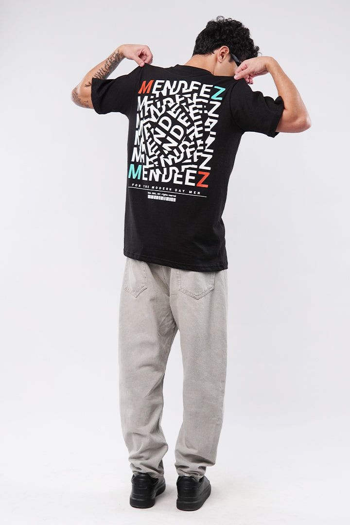 Printed Oversized T-Shirt - Black - FA