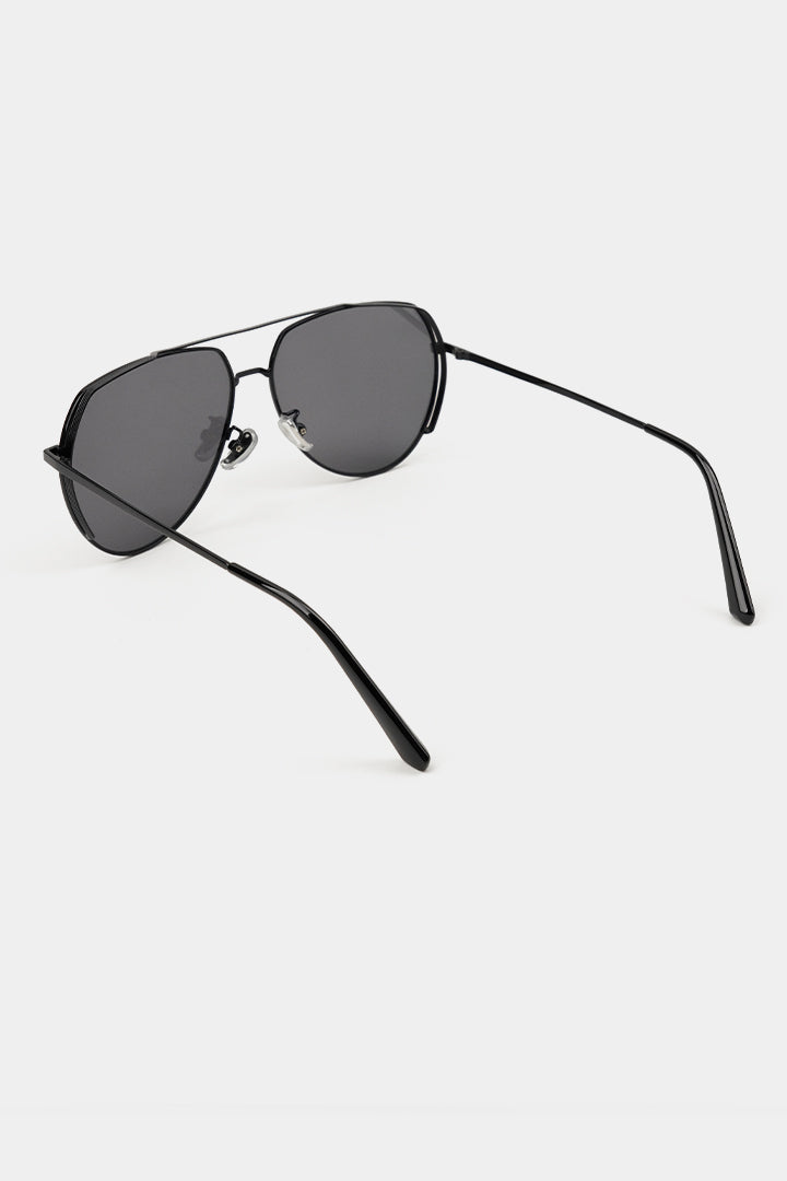 Double Bridge Round Sunglasses - Black alternate view
