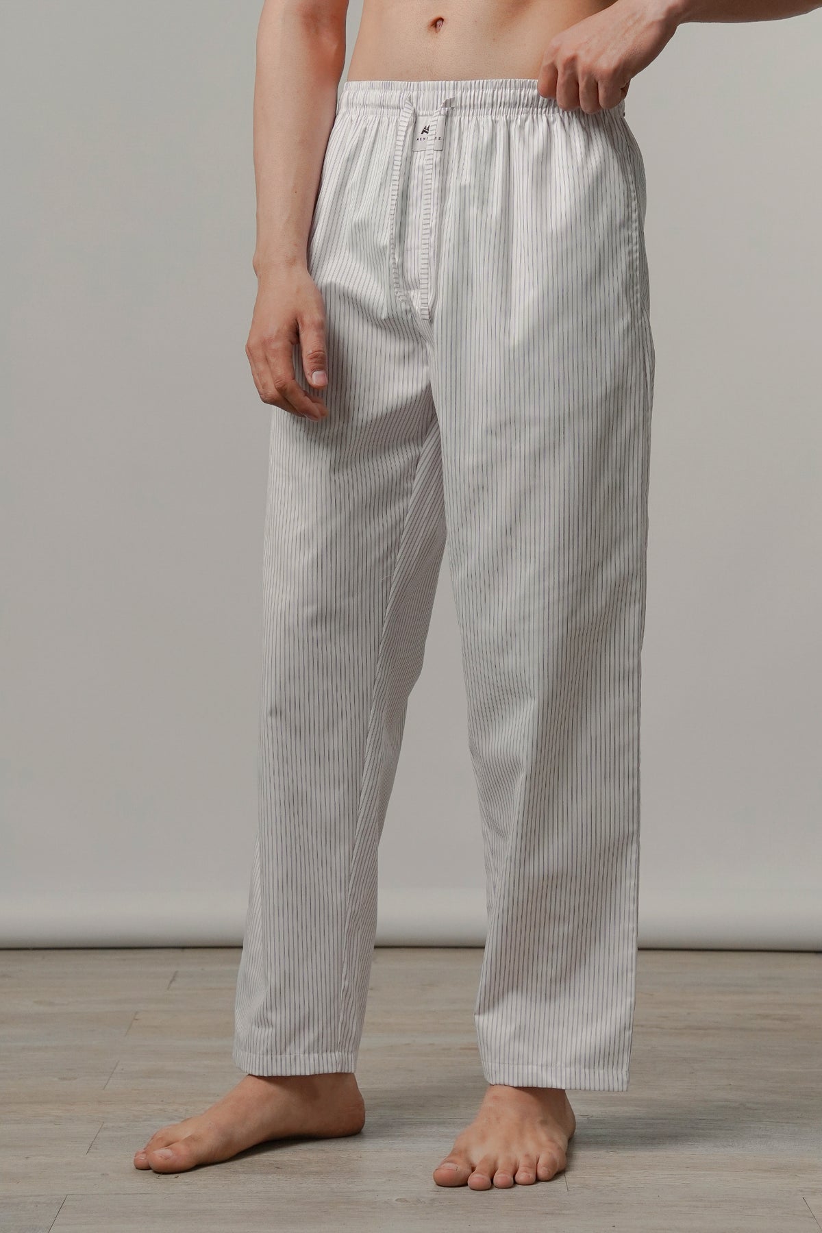 Striped Woven Pajamas - White