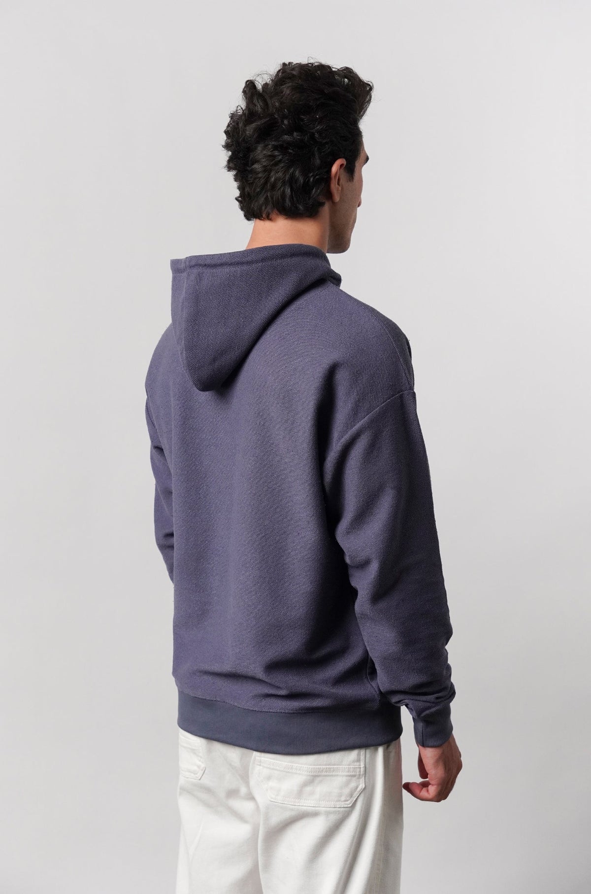 Pullover Embroidered Hoodie - Greyish Blue - FA