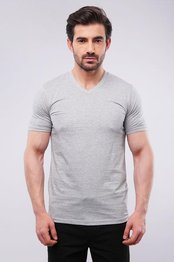 V-Neck T-Shirt - Heather Grey