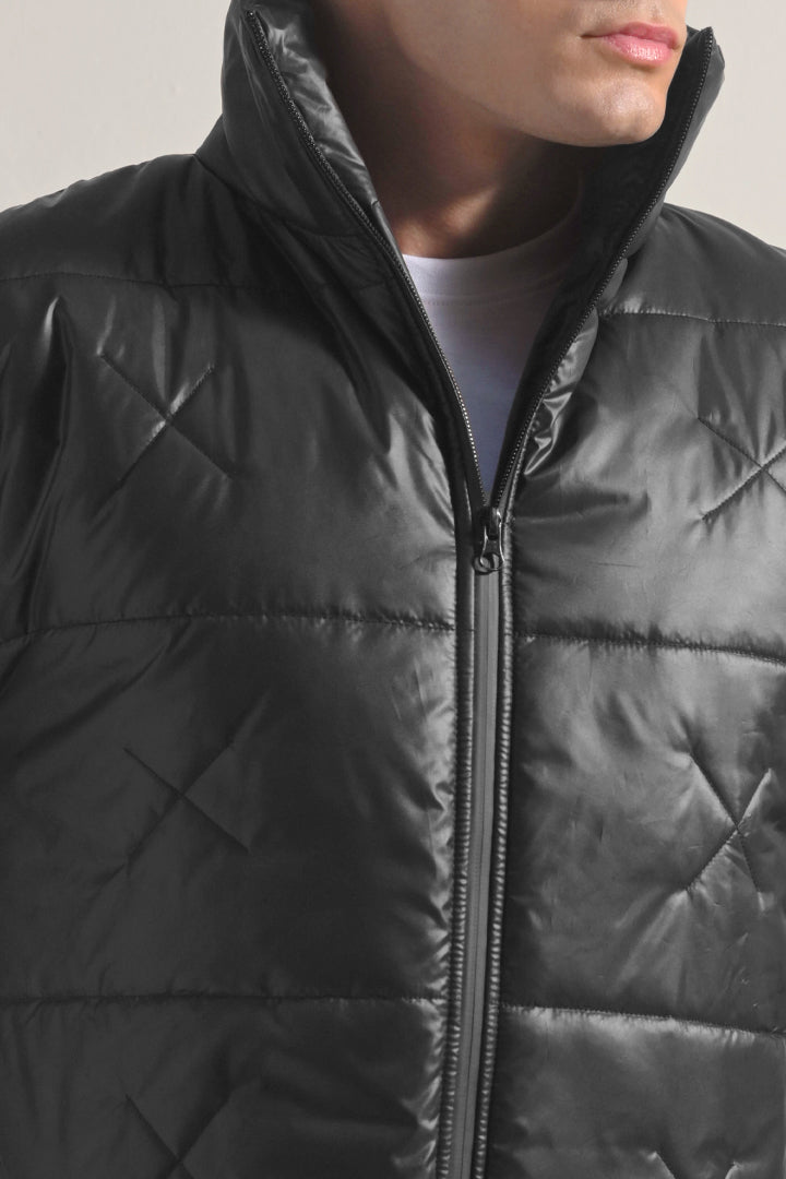 Quilted Puffer Jacket - Black alternate view
