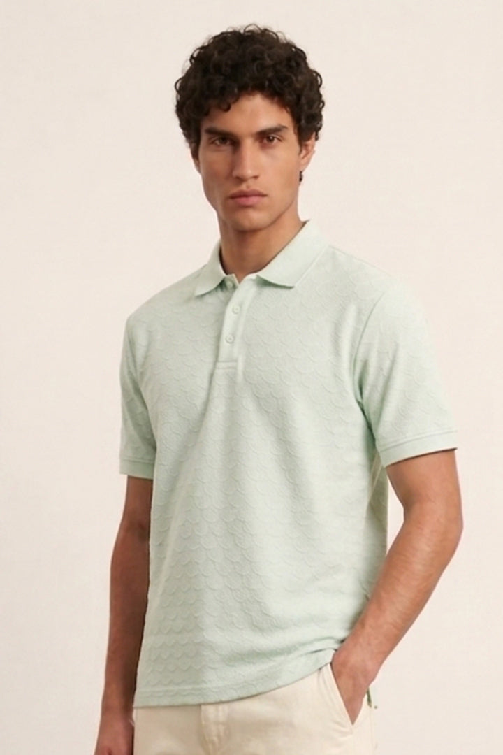 Jacquard Textured Polo - Mint Green