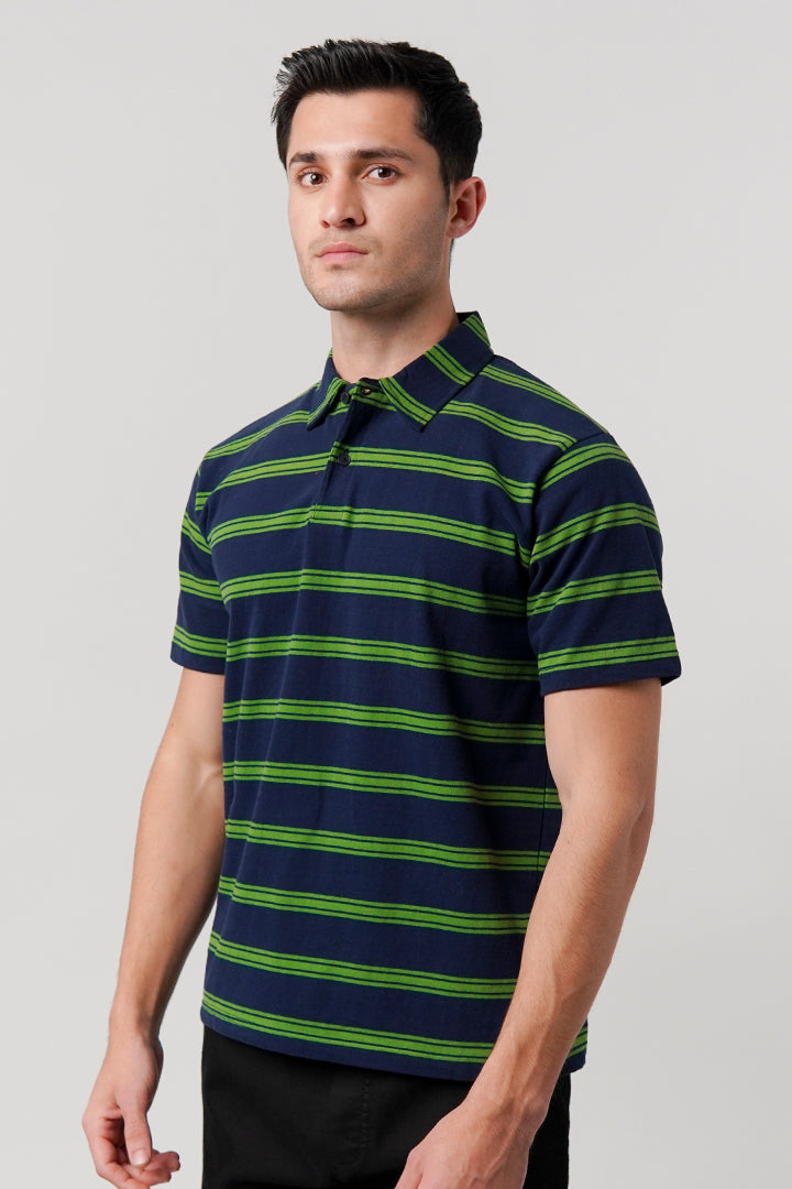 Striped Polo Shirt - Blue