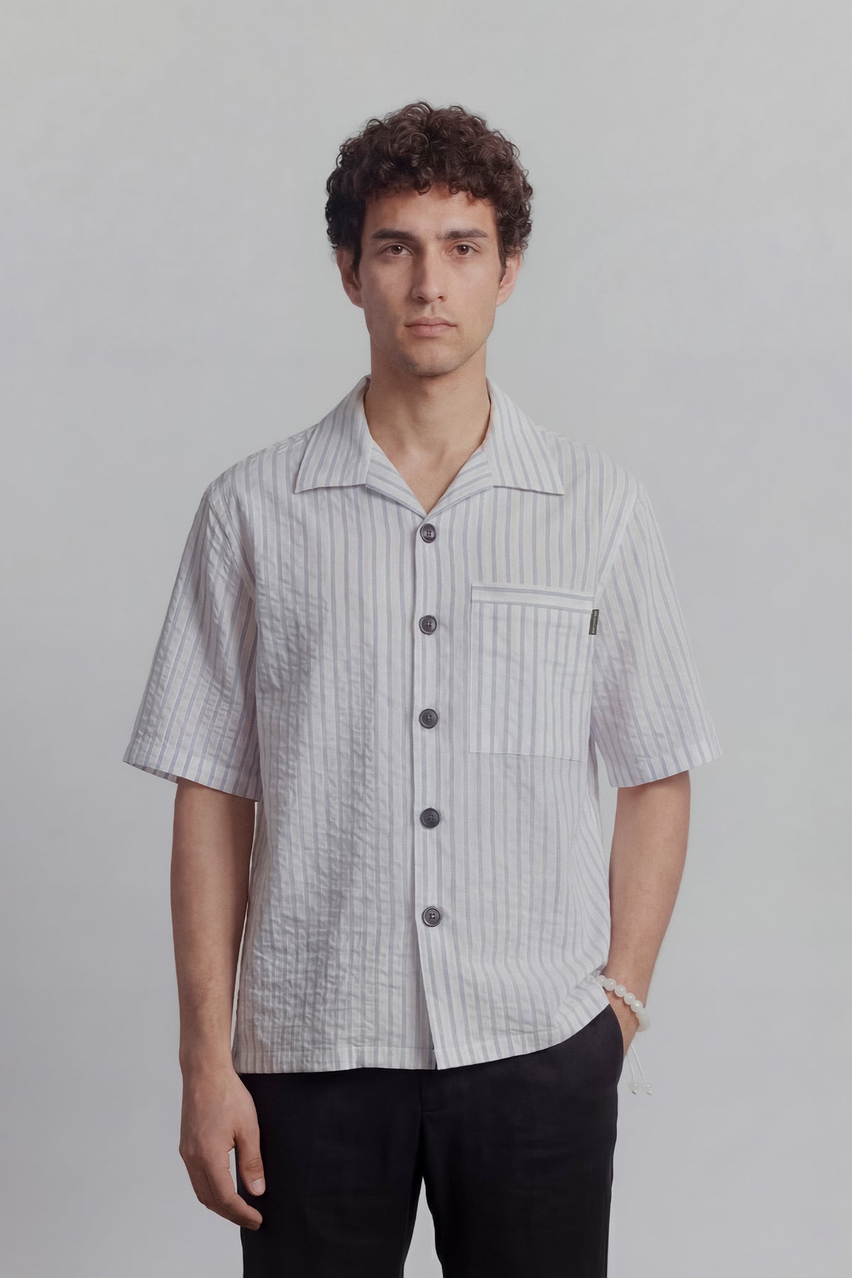 Seersucker Half Sleeves Shirt - White