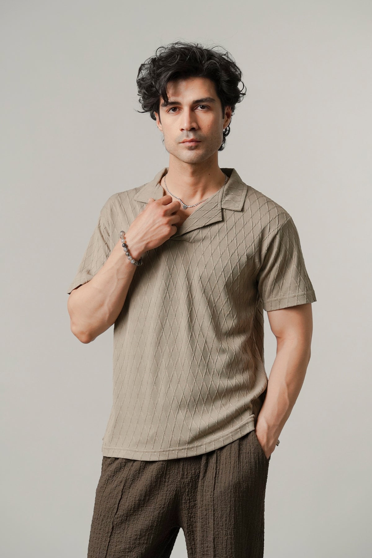 Cuban Collar Polo - Beige - FA