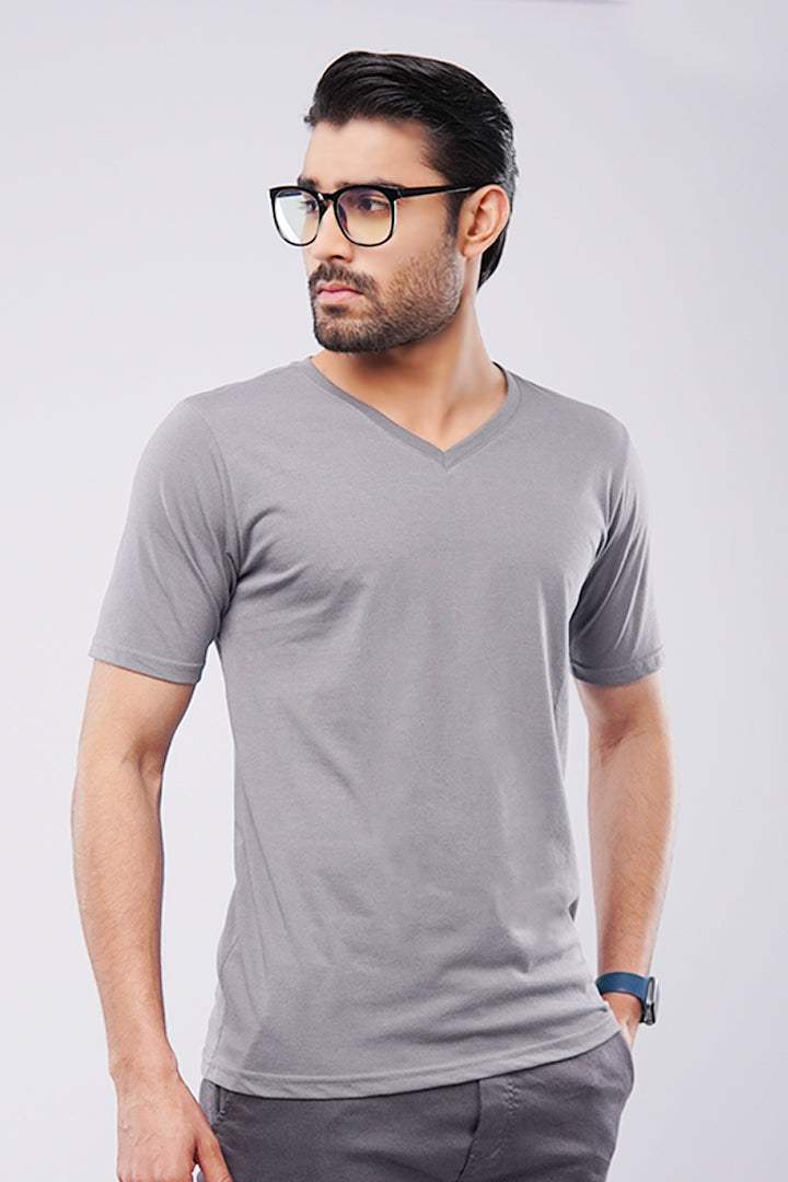Metal Gray V-Neck