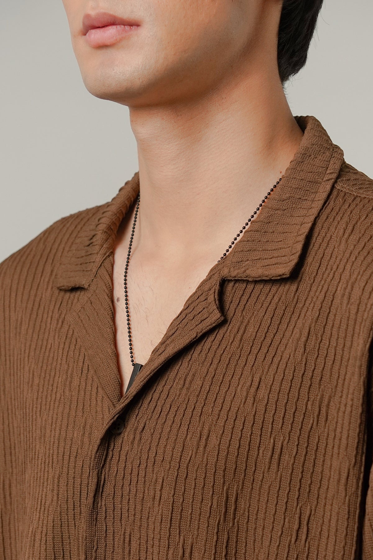 Textured Cuban Shirt - Brown