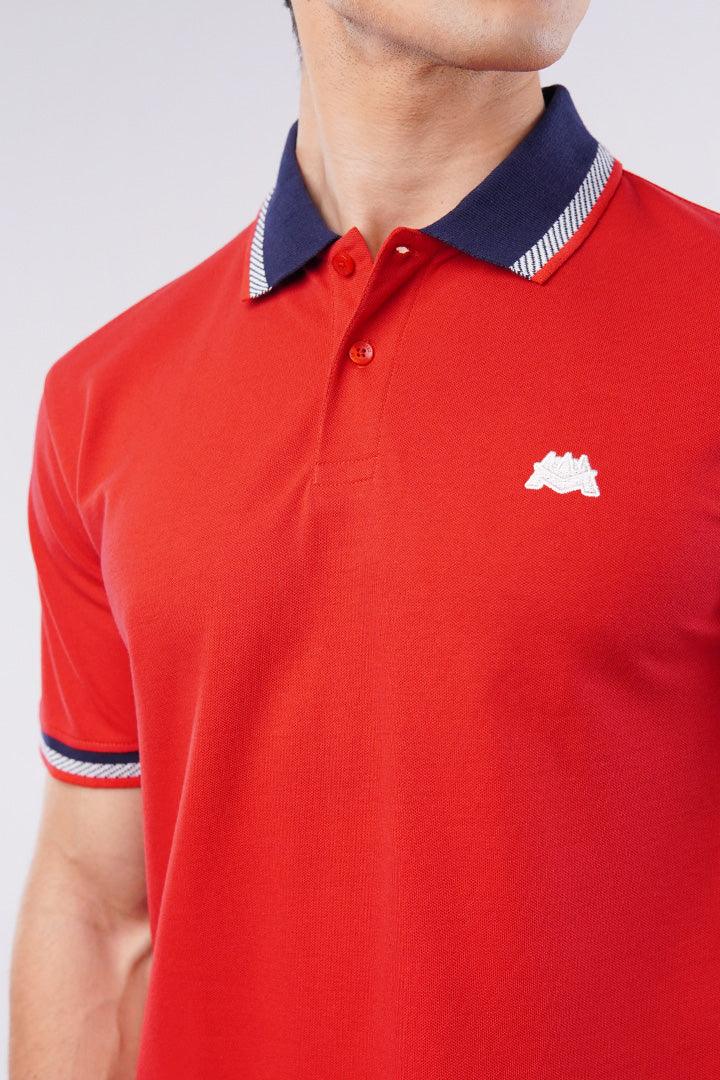 Tipping Collar Polo Shirt - Red alternate view