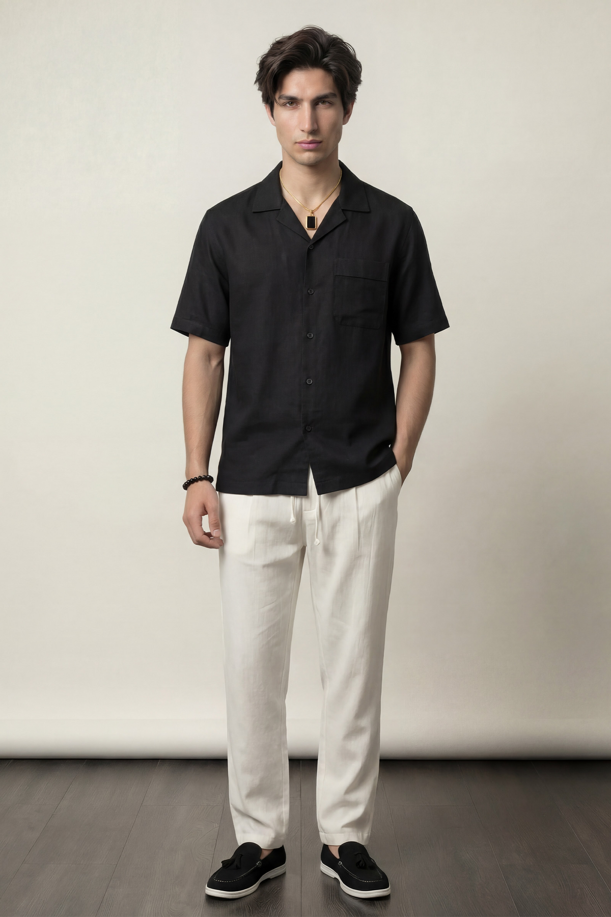 Oversized Cuban Shirt - Black