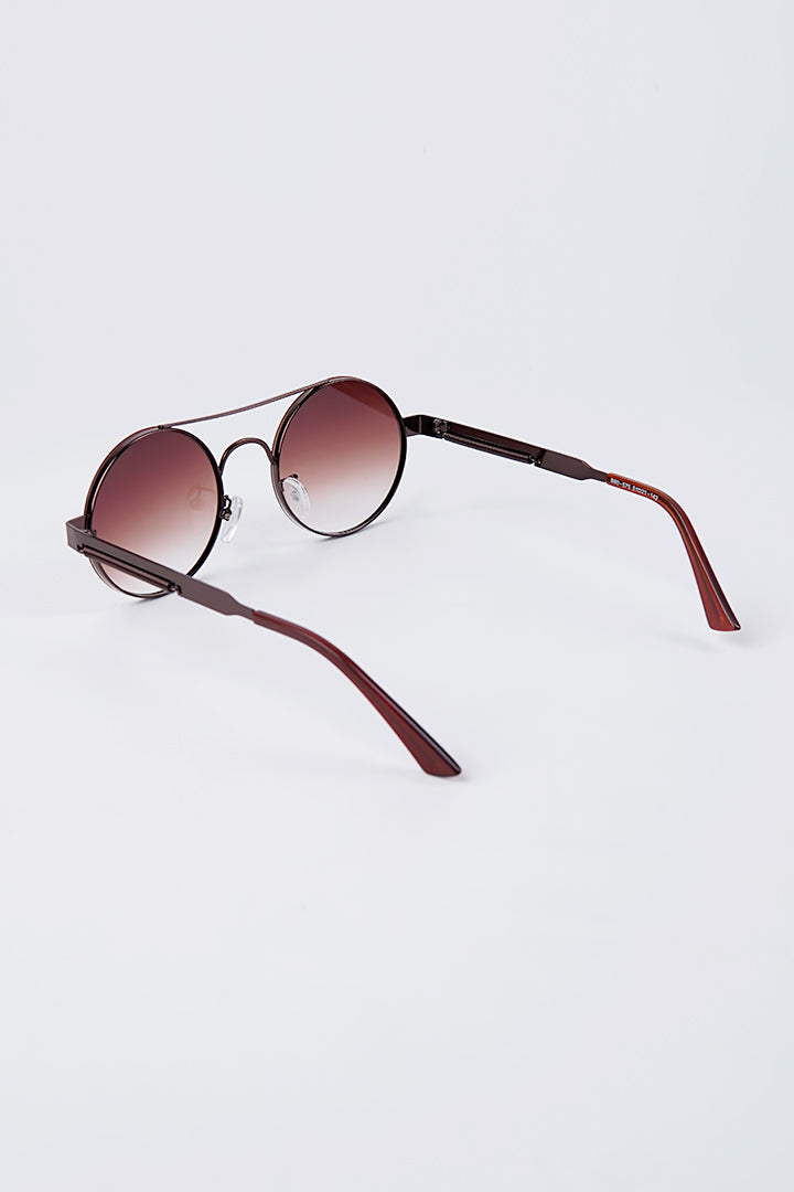 Double Bridge Round Sunglasses - Brown alternate view