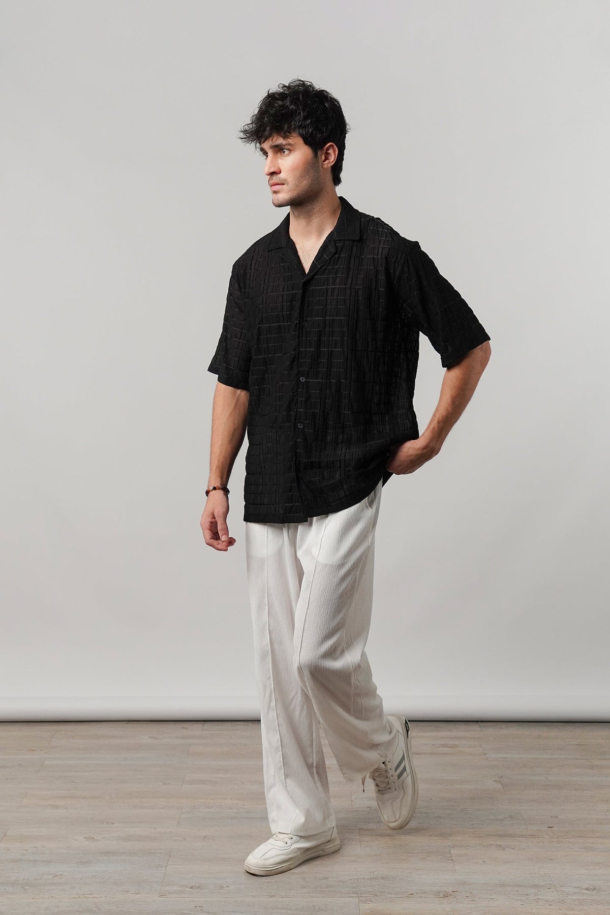 Knitted Cuban Shirt - Black - FA