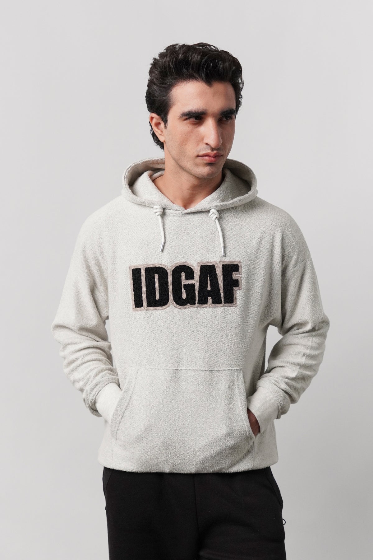 Pullover Embroidered Hoodie - Heather Grey
