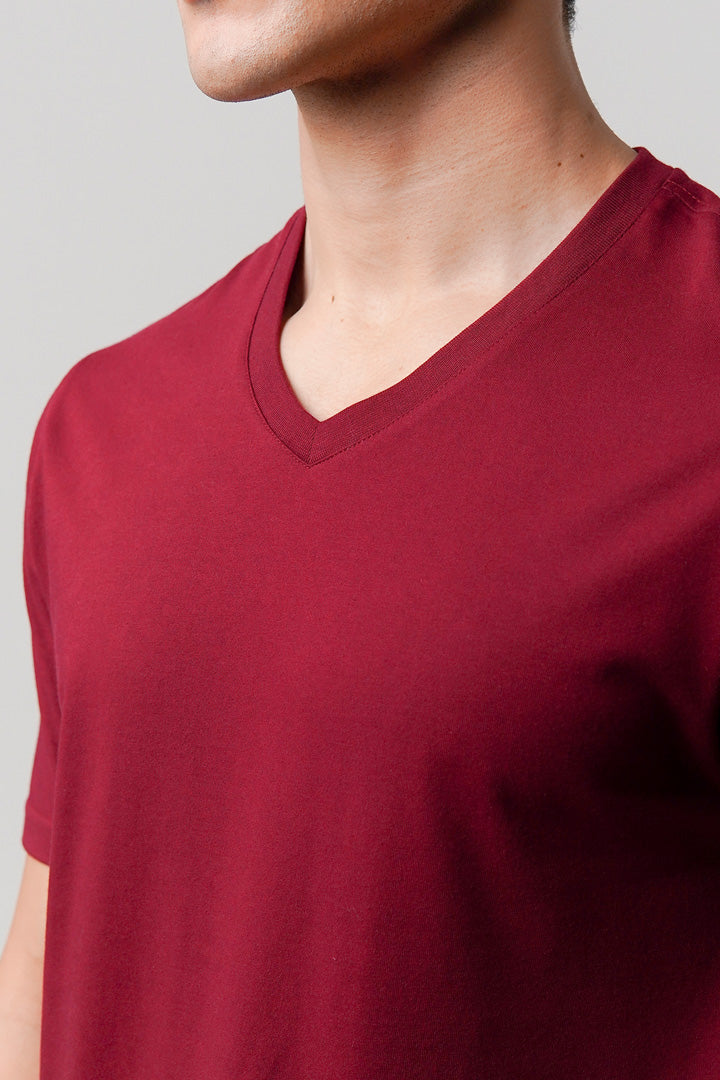 Regular Fit V-Neck T-Shirt - Maroon alternate view