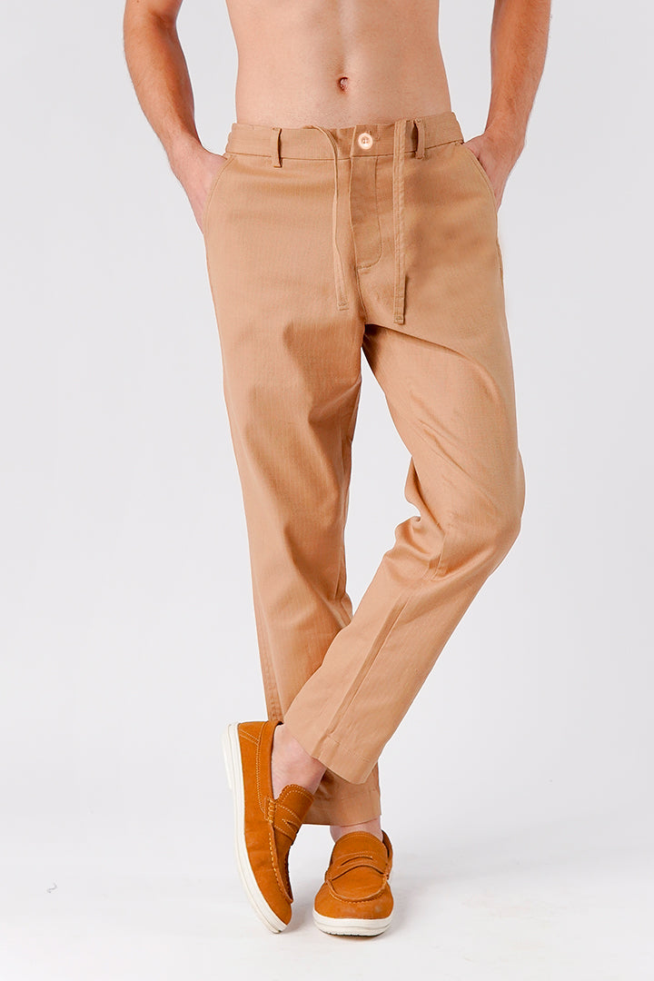 Straight Fit Jacquard Pants - Beige