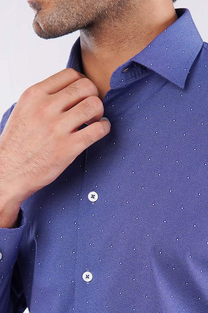 Polka Dot Yarn-Dyed Shirt - Blue - FA alternate view