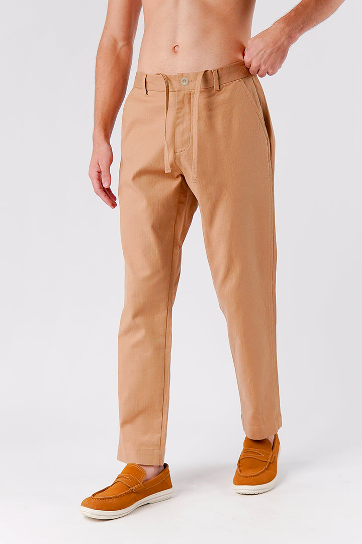 Straight Fit Jacquard Pants - Beige
