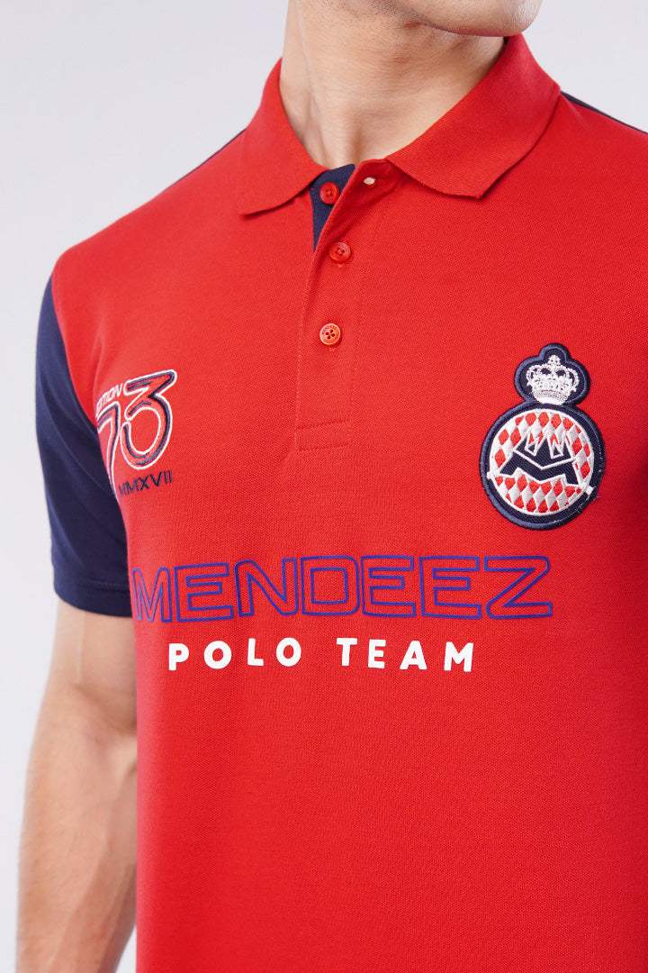 Sports Polo Shirt - Red & Blue - FA alternate view