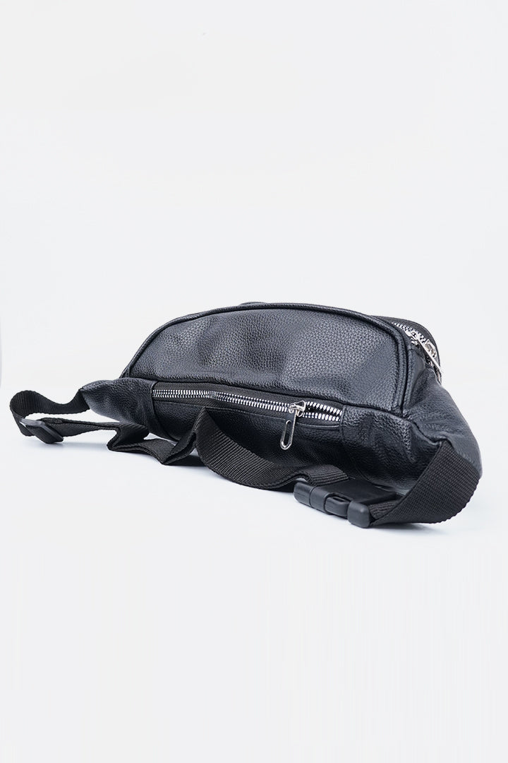 Pebble Leather Waist Bag - Black