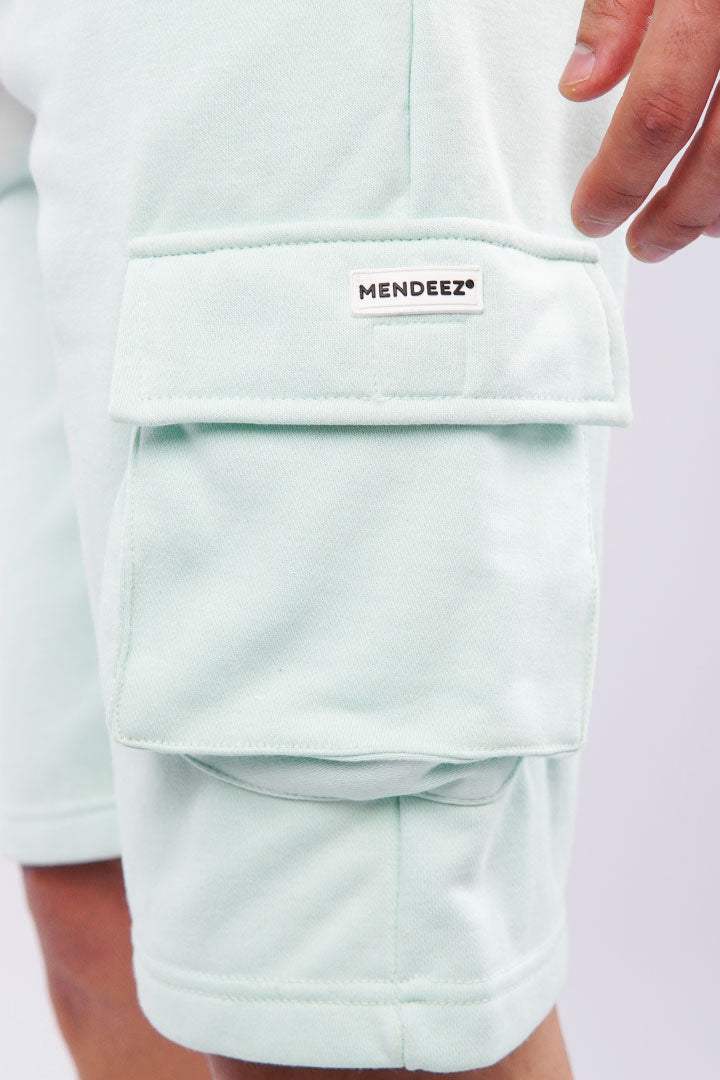 Terry Cargo Shorts - Mint Green - FA alternate view
