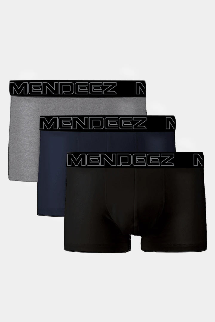 Boxer Trunks - Black, Navy Blue & Grey Pack Of 3