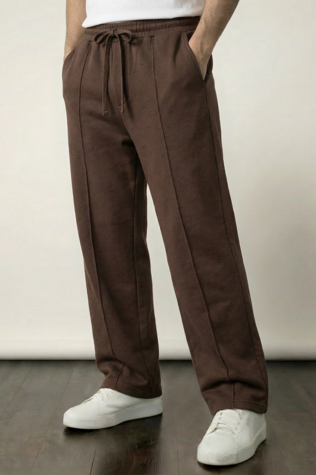 Pintex Jogger Pants - Chocolate