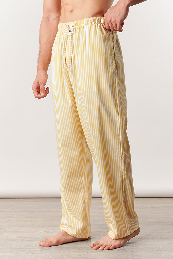 Striped Woven Pajamas - Yellow & White