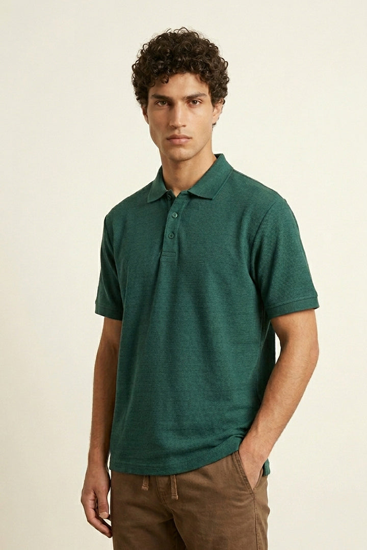 Jacquard Textured Polo - Green