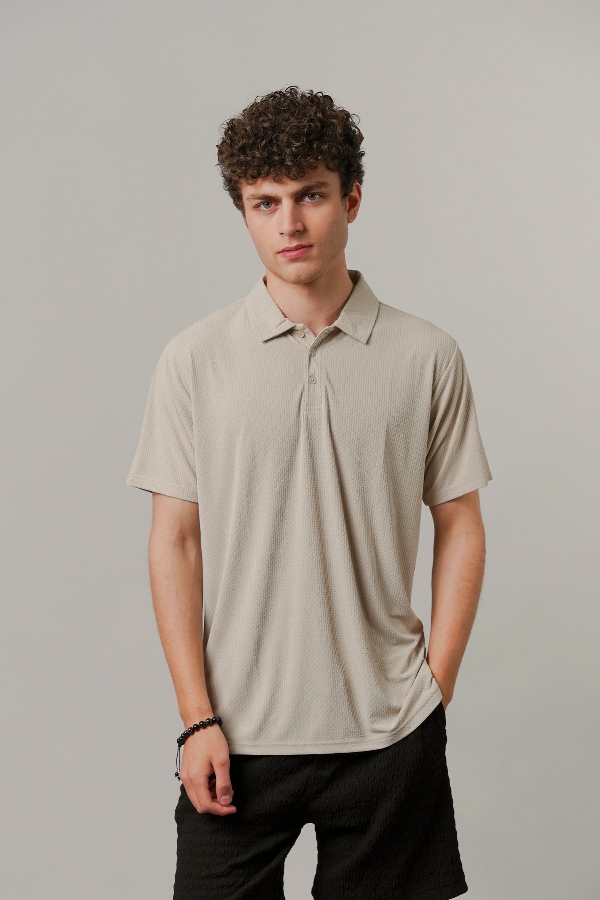 Textured Polo - Beige