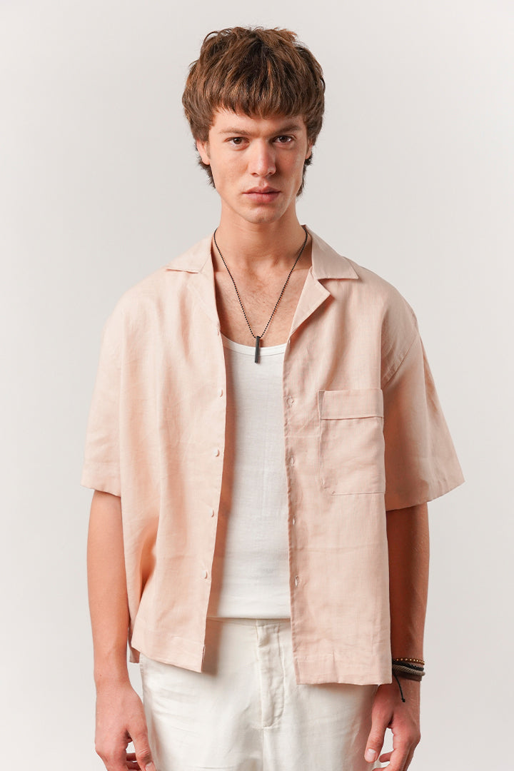 Box Fit Cuban Shirt - Powder Pink