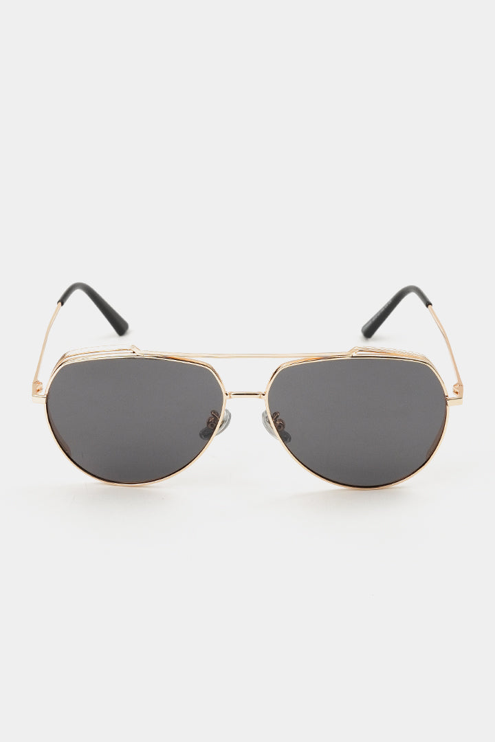 Double Bridge Round Sunglasses - Gold