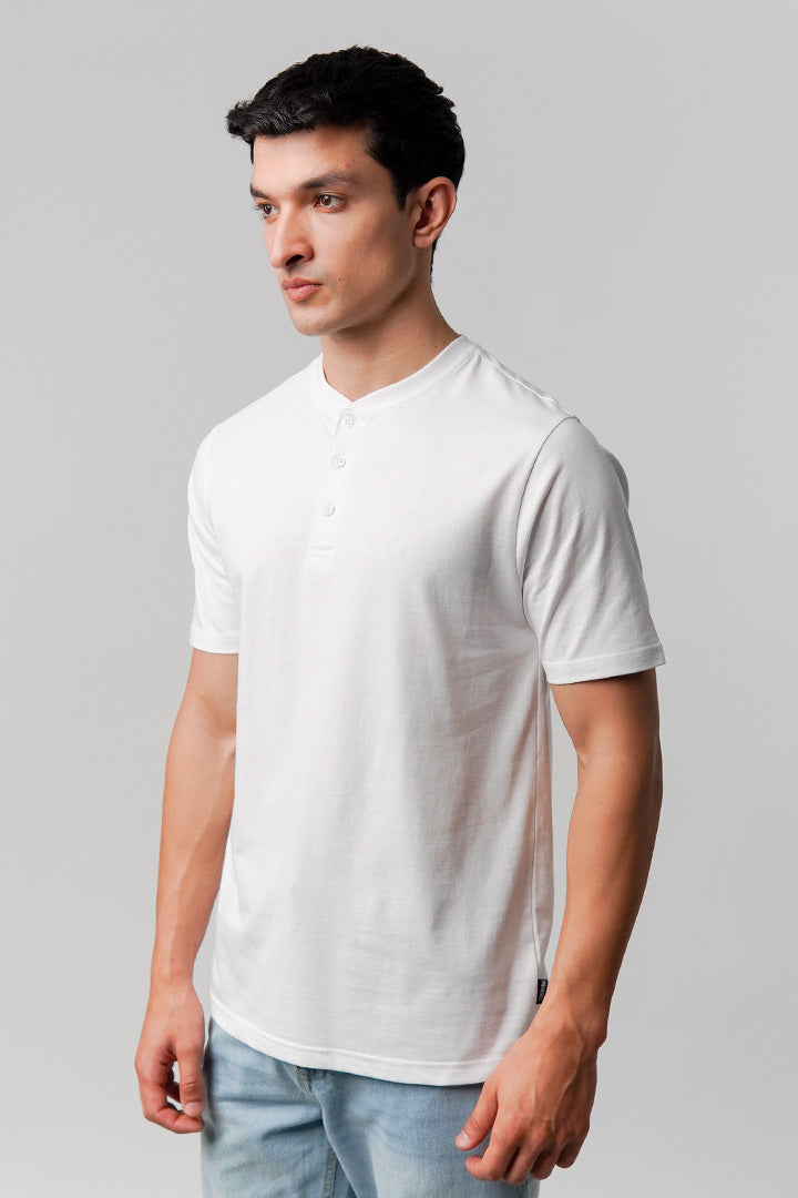 Regular Fit Henley T-Shirt - White