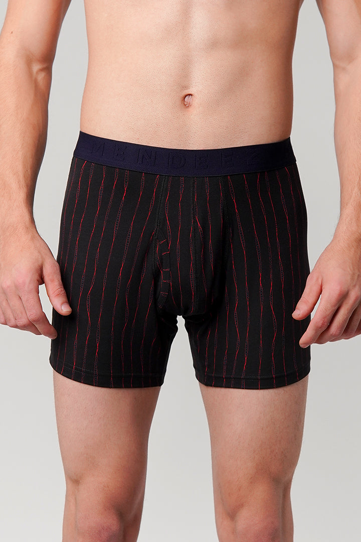 Striped Ball Pouch Boxer - Black