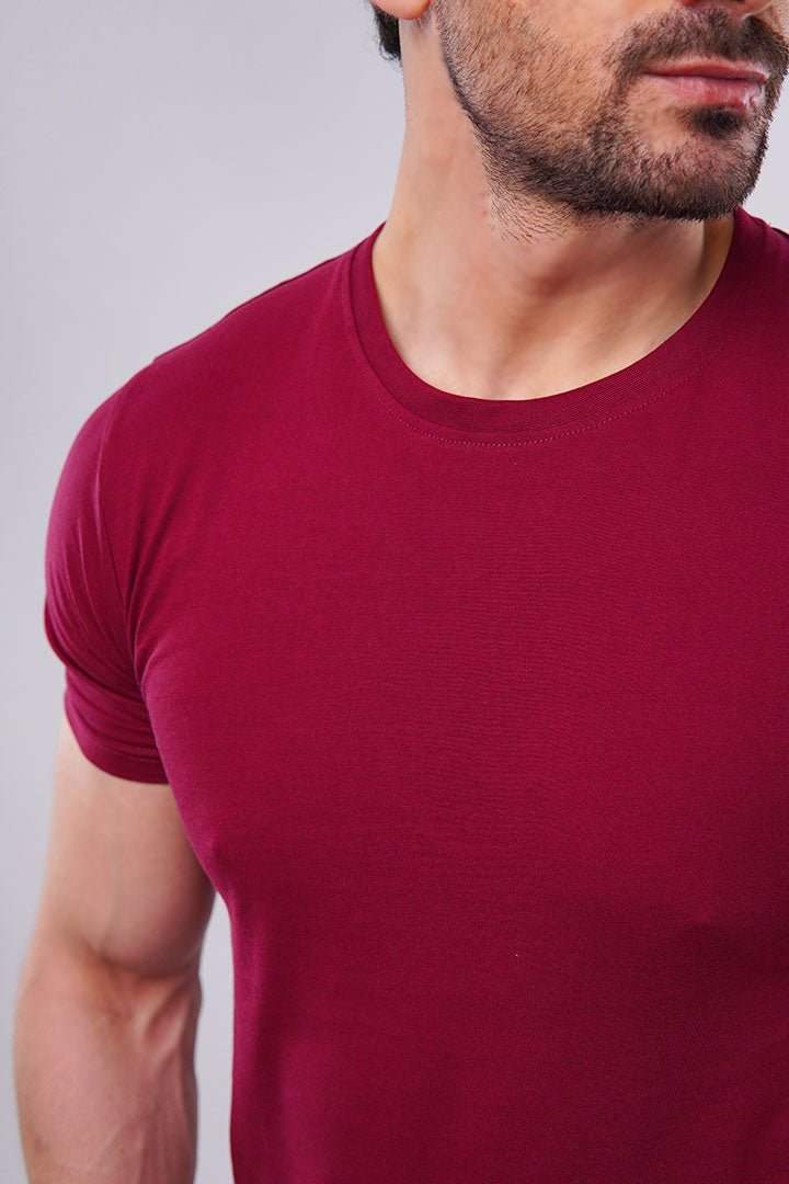 Crew Neck T-Shirt - Maroon alternate view