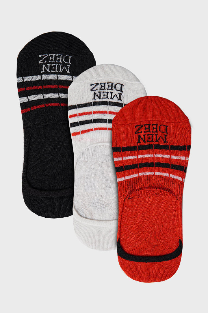 Striped No Show Socks - Pack of 3